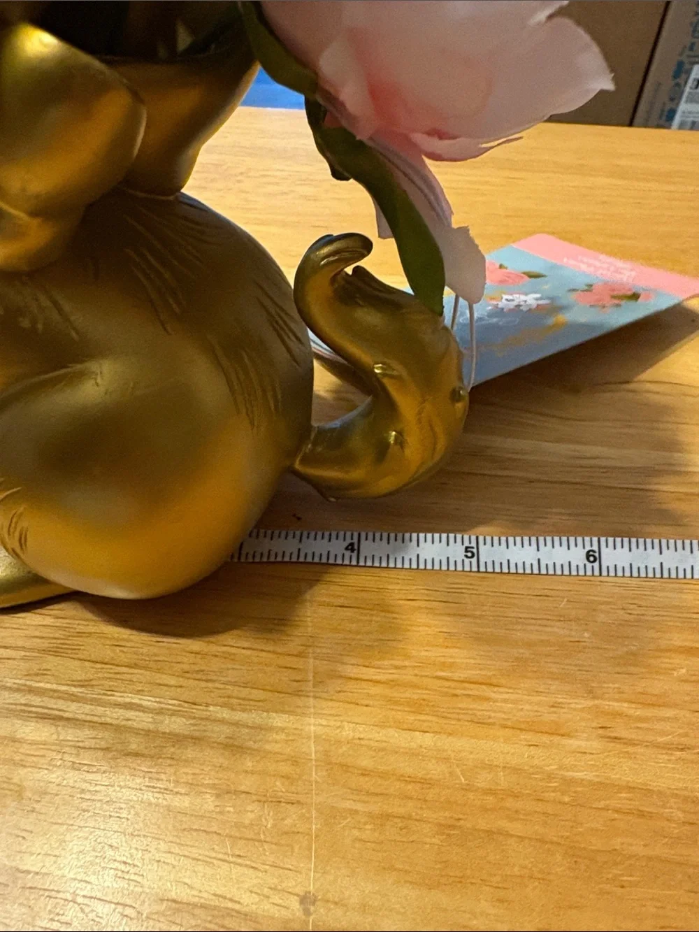 Disney Gold Marie Figurine Planter with Pink Faux Peony